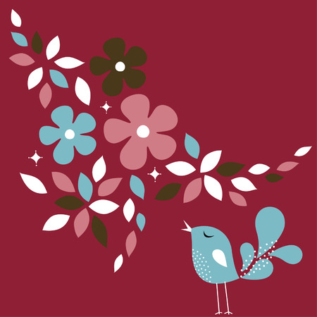 sweet bird card designのイラスト素材