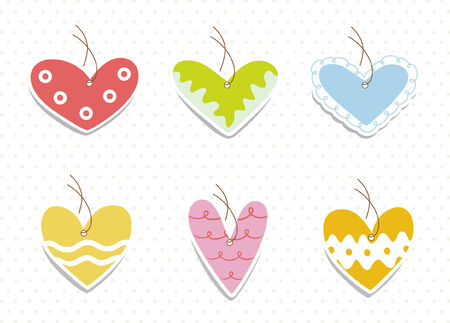   set of vintage cute frames in heart shape のイラスト素材