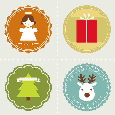 vector set: Christmas labels のイラスト素材