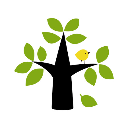 vector birds and tree card design のイラスト素材