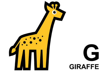 illustration of isolated animal alphabet. G is for giraffe. Vector illustration.のイラスト素材