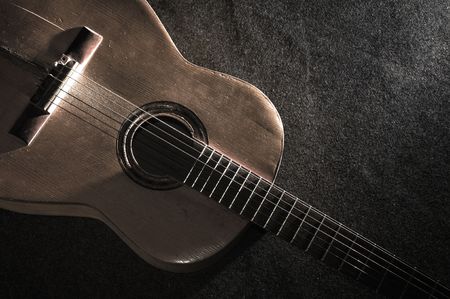 Still life with old acoustic guitar の写真素材