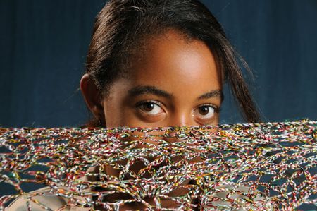 Portrait of young african american girl with beautiful eyesの写真素材