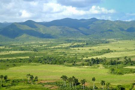 A view of rural tropical landscape with vegetation on cuban countryside - escambrayの写真素材