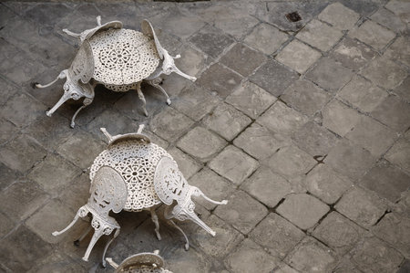 Detail of abstract background with typical cuban furniture in old Havana cafeの写真素材