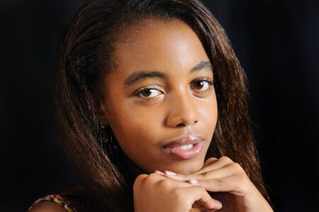 Portrait of natural african american fashion teen girl posingの写真素材