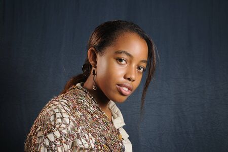 Portrait of african american fashion teen girl posingの写真素材
