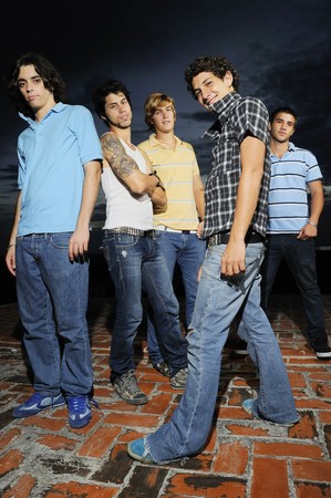 Portrait of young trendy group of friends with attitudeの写真素材