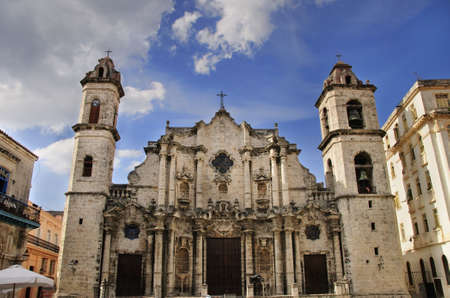 A view of Old Havana Cathedral, cuban landmarkの写真素材