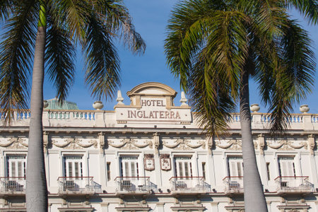 HAVANA, CUBA - JAN 30, 2011: The historic Hotel Inglaterra founded in 1875 near Central Park in Havana, Cubaのeditorial素材