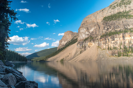 Scenic view of the Moraine Lake at Banff National Parkの写真素材