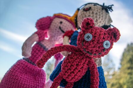 Crochet adorable figure teddy bearの写真素材