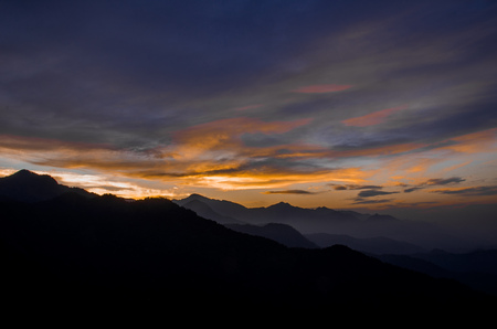 Sunset in  Munnar, Kerala, Indiaの写真素材