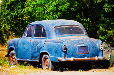 Vintage car in Gardenの写真素材