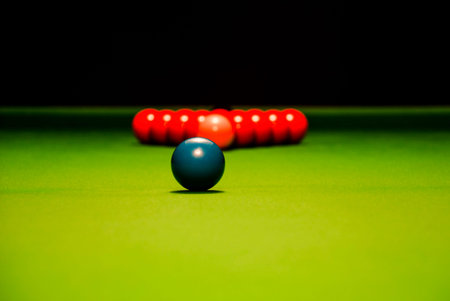 Billiard balls pool on green table, game