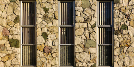 Wonderful to look at how theses rocks a fitted together, to make a wall with windows.の写真素材
