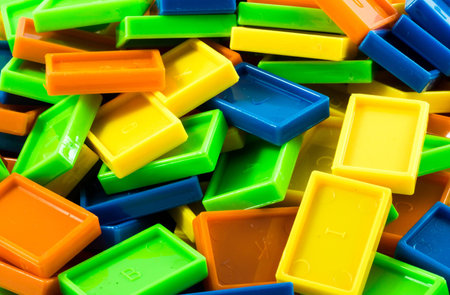 Different colored plastic blocksの写真素材