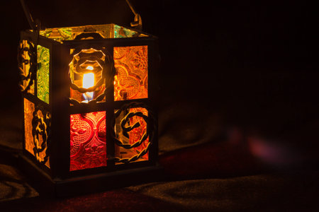 Candle lantern box with small glass windows.の写真素材