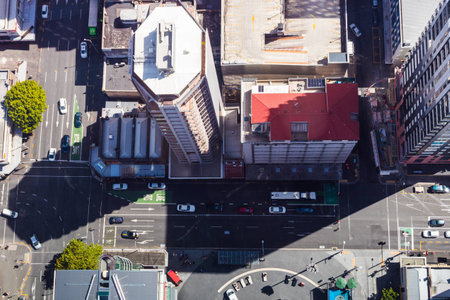 Looking down on some Auckland city streets.の写真素材
