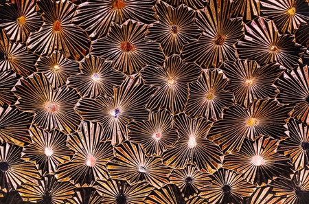 Abstract of pattern glass with a look of gold in it.の写真素材