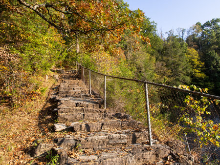 The Natural Tunnel State Park in Virginia, USA, is home to a beautiful rocky stairway that leads up...