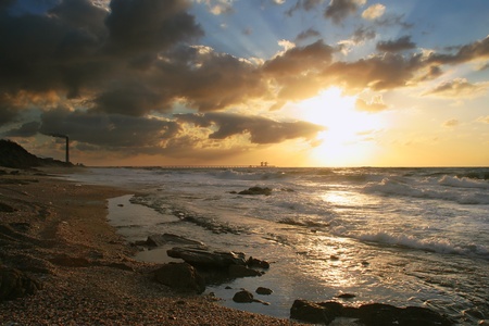 Beautiful sunset on Mediterranean Sea.の写真素材