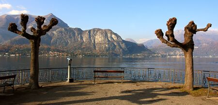 View on Lake Como and mountains in north Italy.の写真素材
