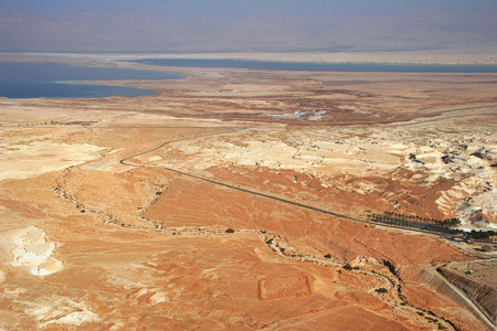 Aerial view on Arava Desert and Dead Sea in Israel.のeditorial素材