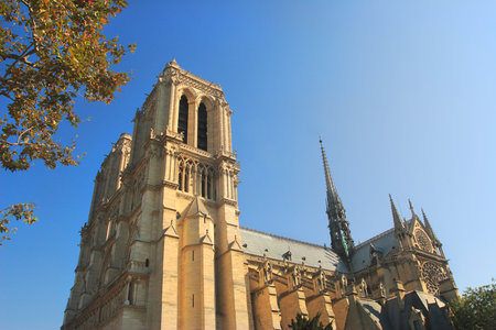 View on Notre Dame de Paris - -famous cathedral in Paris, France.のeditorial素材