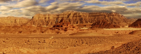 Panoramic view on mountains of Arava desert in Israel.の写真素材