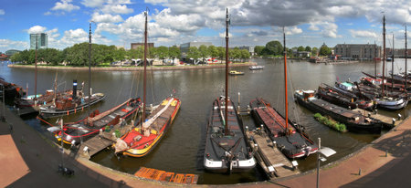 Panoramic cityscape view of Amsterdam, Netherlands.のeditorial素材