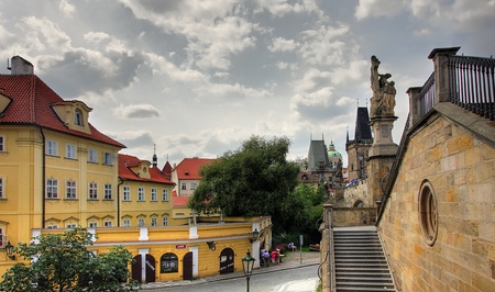 View on old Prague and Charles Bridge の写真素材