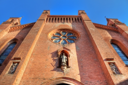 San Lorenzo Cathedral  aka Alba Cathedral  facade in Alba, Italy の写真素材
