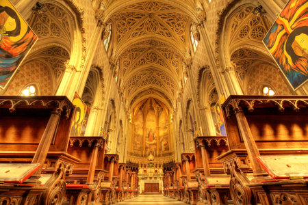 Interior of San Vittore church in Pollenzo, Italy のeditorial素材