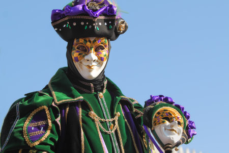 VENICE, ITALY - MARCH 04: Unidentified participant wear traditional mask and costume during famous Venetian Carnival on March 04, 2011 in Venice, Italy.のeditorial素材