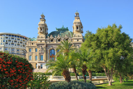 Facade of famous Opera de Monte-Carlo  Salle Garnier  as part of Monte Carlo Casino in Monaco のeditorial素材