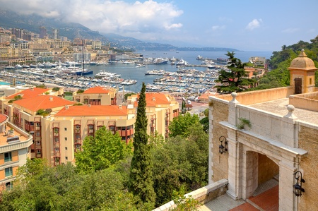Beautiful view from ancient fortifications on port of Monte Carloの写真素材
