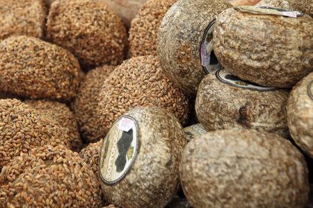 BRA - SEPTEMBER 22  Famous italian Pecorino cheese made from sheepのeditorial素材