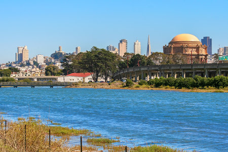 View of San Francisco downtown and Palace of Fine Arts.のeditorial素材