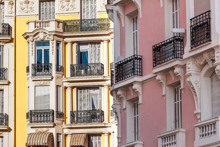 Colorful ornate residential building in Menton - small town on French Riviera.の写真素材