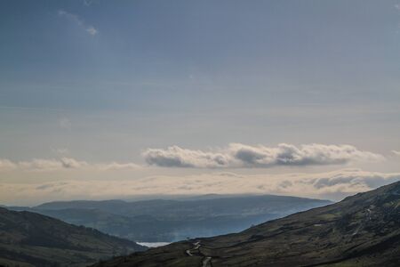 View from the mountains over the beautiful countrysideの写真素材