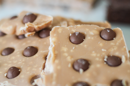 Caramel fudge with cholocate drops for saleの写真素材