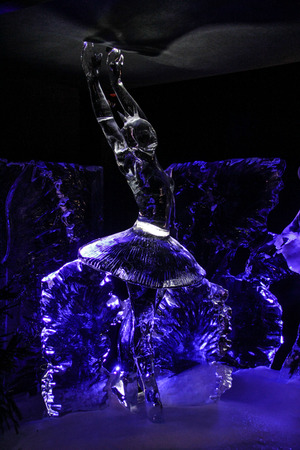 Beatiful Balet dancer made of ice with blue lightsのeditorial素材