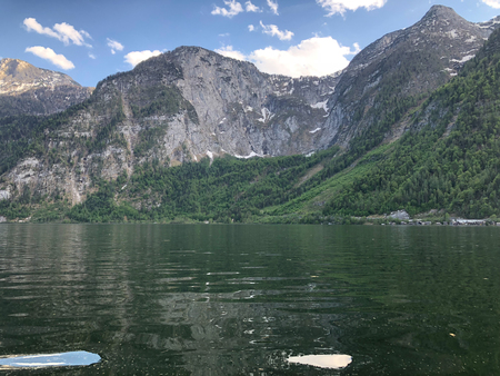 Scenic view of the famous Hallstatt lakeの写真素材