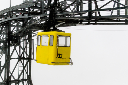 Black cable cart lift with the wiresの写真素材