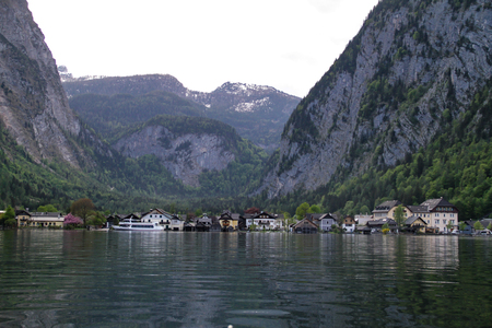 Scenic view of the famous Hallstatt lakeの写真素材