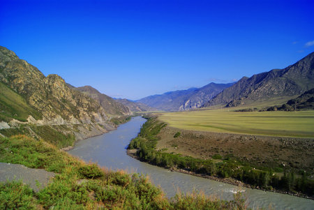 Mountain river valley in Altay