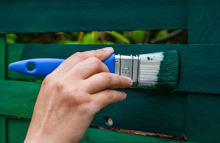 Painting wooden fenceの写真素材