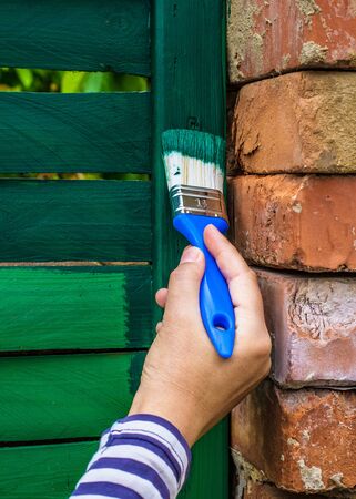 Painting wooden fenceの写真素材