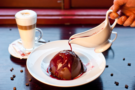 dessert with chocolate and coffeeの写真素材